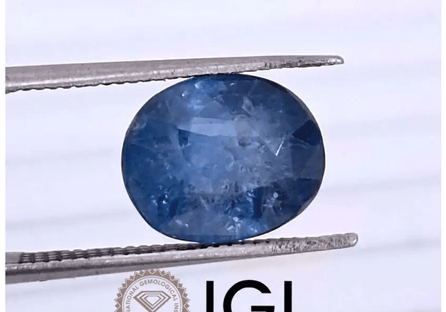 4.25ct IGI Certified Blue Ceylon Sapphire, Natural Gemstone - SMSGEMS