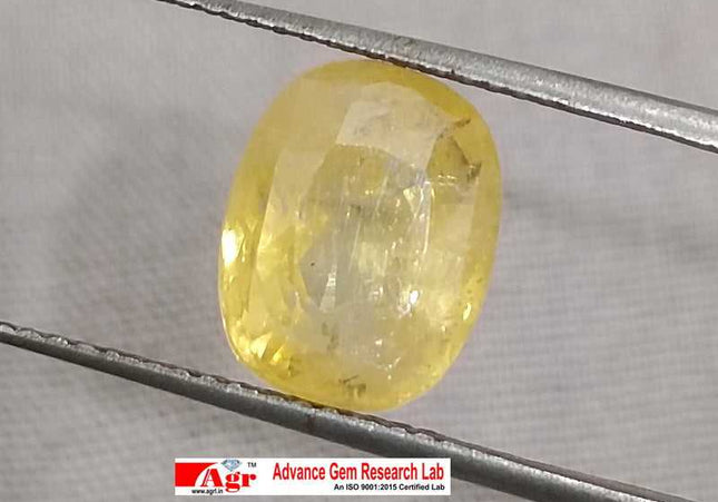 AGRL Certified 4.16ct Natural unheated Yellow sapphire, Natural untreated Gemstone
