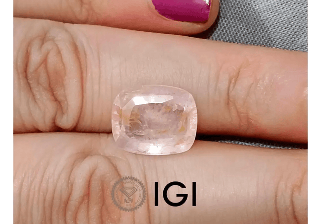 6.71ct IGI Certified Padparadscha Cushion Cut Ceylon Sapphire, Natural Earth Mined unheated Gemstone - SMSGEMS