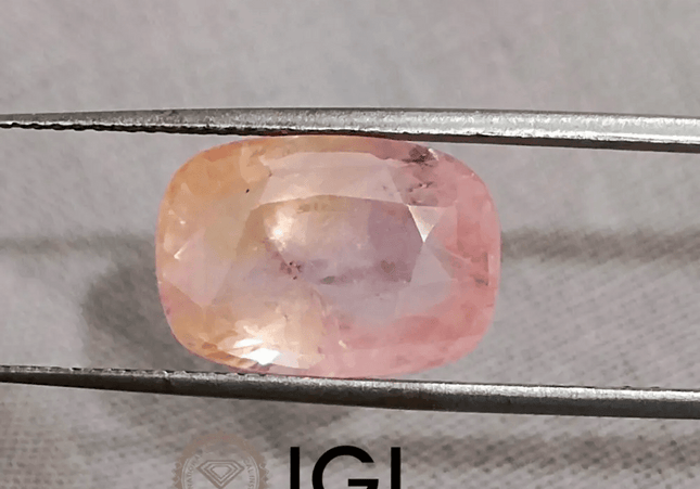 7.88ct IGI Certified Padparadscha Cushion Cut Ceylon Sapphire, Natural Earth Mined untreated Gemstone - SMSGEMS