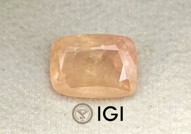 IGI Certified 5.28ct Natural Untreated Padparadscha Sapphire.