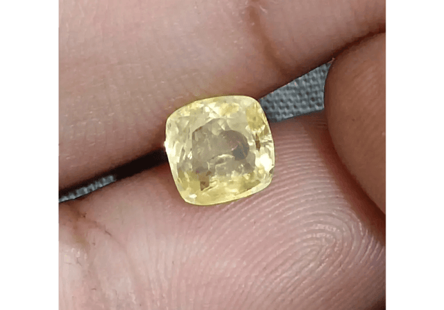 GSI Certified 1.91ct Cushion Cut Yellow Ceylon Sapphire, Natural Untreated Gemstone - SMSGEMS