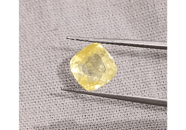 GSI Certified 1.91ct Cushion Cut Yellow Ceylon Sapphire, Natural Untreated Gemstone - SMSGEMS