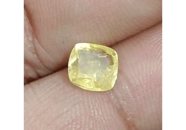 GSI Certified 1.91ct Cushion Cut Yellow Ceylon Sapphire, Natural Untreated Gemstone - SMSGEMS