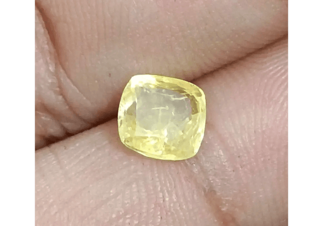 GSI Certified 1.91ct Cushion Cut Yellow Ceylon Sapphire, Natural Untreated Gemstone - SMSGEMS