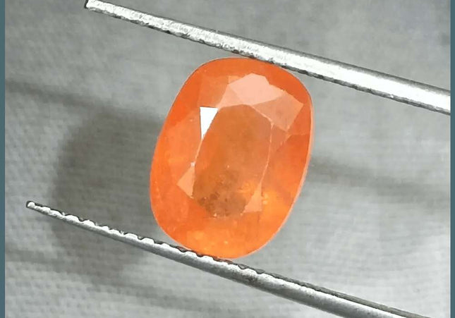GSI Certified 3.15ct Orange Ceylon Sapphire, Natural Gemstone - SMSGEMS