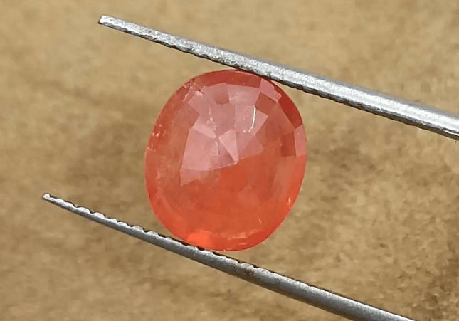 GSI Certified 3.41ct Orange Sapphire, Natural Gemstone - SMSGEMS