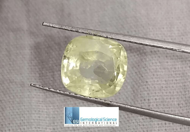 3.60ct Natural Ceylon Yellow Sapphire GSI Certified - SMSGEMS