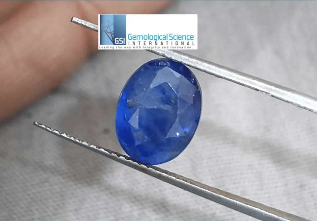 4.15ct Blue Ceylon Sapphire GSI Certified - SMSGEMS