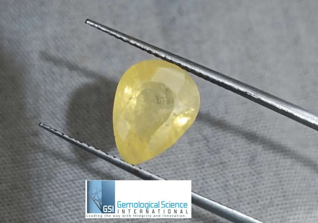 4.35ct Yellow Sapphire Natural Untreated Gemstone GSI Certified Ceylon - SMSGEMS