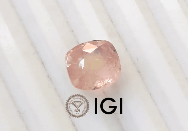 IGI Certified 5.44ct Padparadscha Cushion Cut Ceylon Sapphire, Natural Earth Mined untreated Gemstone - SMSGEMS