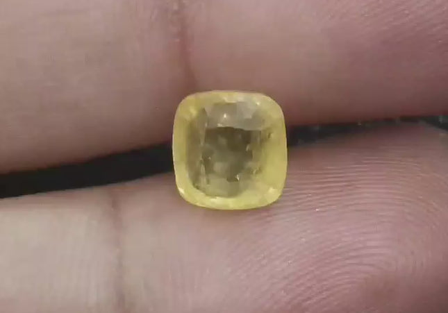 Certified 3.48ct Natural Untreated Vivid Yellow Sapphire.