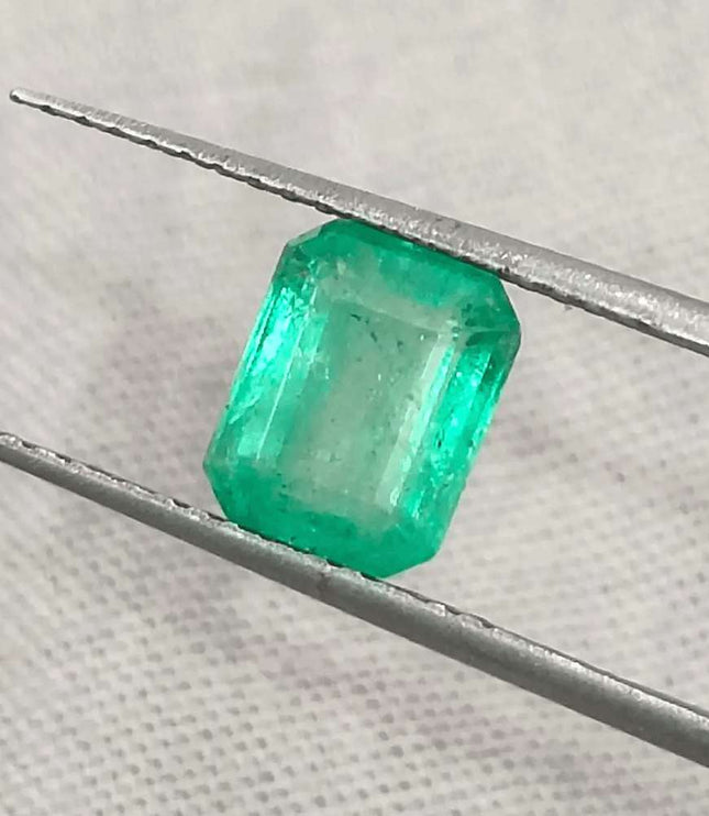 1.33ct Pastel Green Emerald Certified By GSI, Natural Gemstone - SMSGEMS 