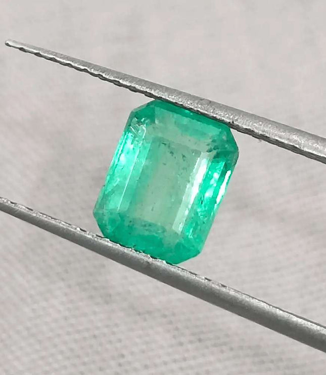 1.33ct Pastel Green Emerald Certified By GSI, Natural Gemstone - SMSGEMS 