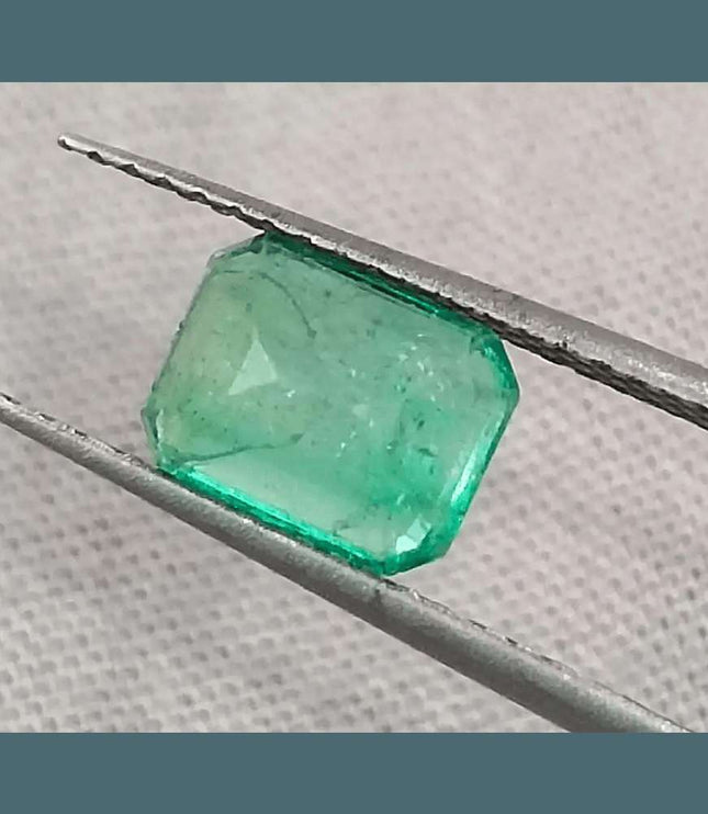 1.33ct Pastel Green Emerald Certified By GSI, Natural Gemstone - SMSGEMS 