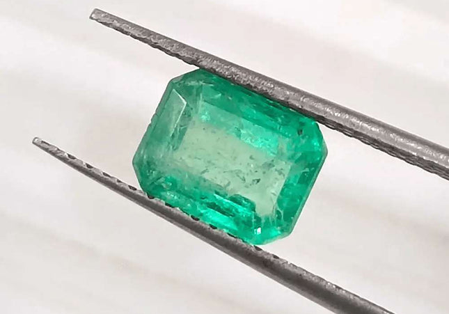 1.33ct Pastel Green Emerald Certified By GSI, Natural Gemstone - SMSGEMS 