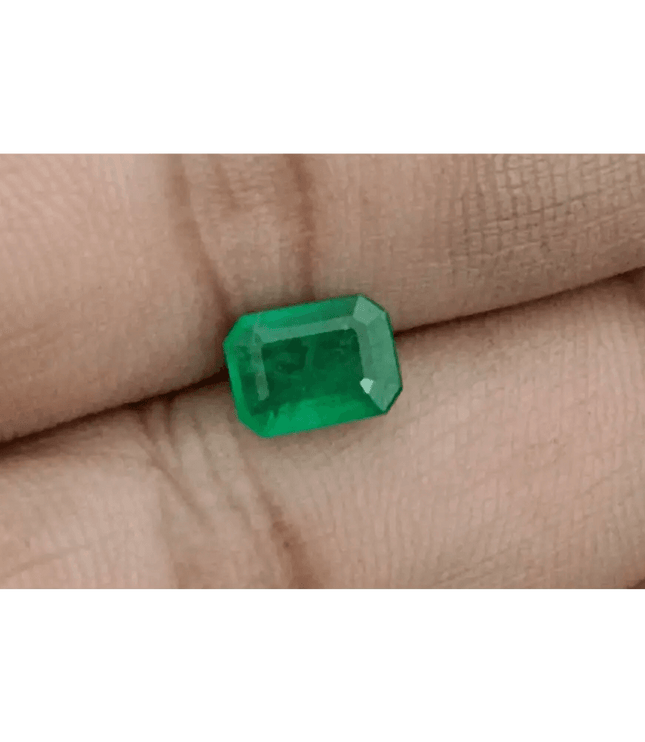 1.37ct Vivid Green Zambian Emerald, Natural Gem - SMSGEMS 