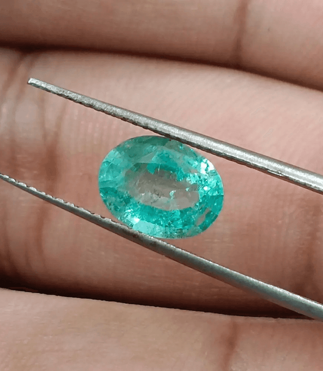 1.52ct Pastel Green Emerald , 100% Natural Earth Mined Gemstone - SMSGEMS 