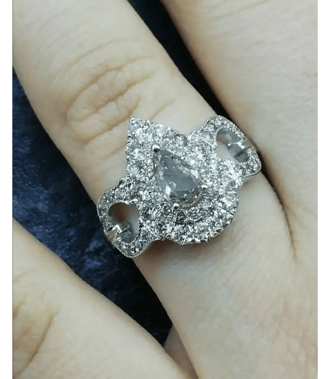 1.55ct Handmade 14kt White Gold Diamond Ring - SMSGEMS 