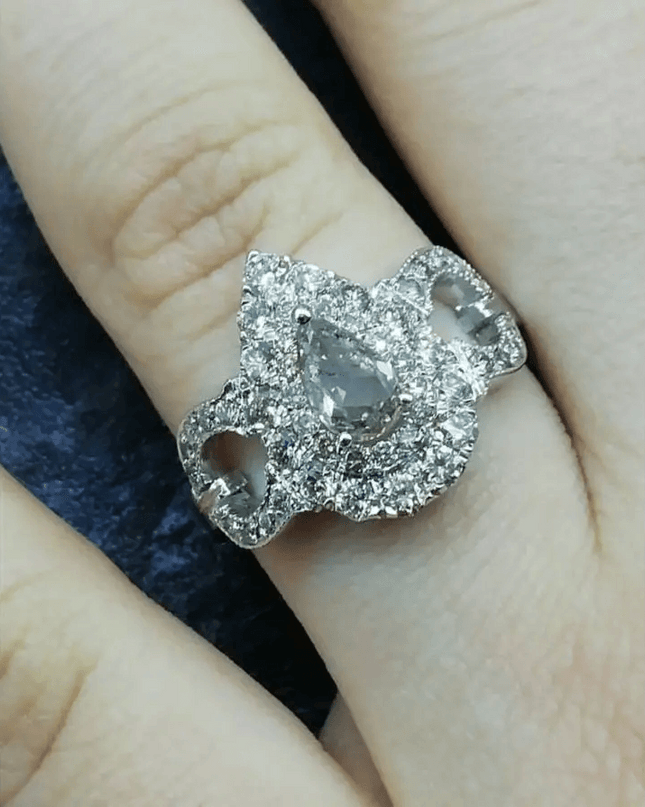 1.55ct Handmade 14kt White Gold Diamond Ring - SMSGEMS 