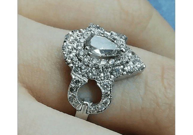1.55ct Handmade 14kt White Gold Diamond Ring - SMSGEMS 