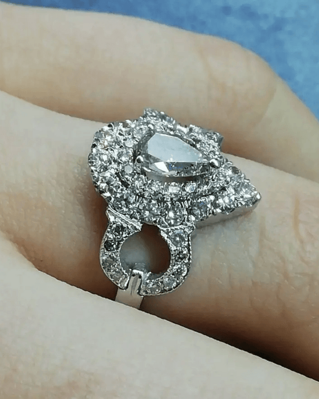 1.55ct Handmade 14kt White Gold Diamond Ring - SMSGEMS 
