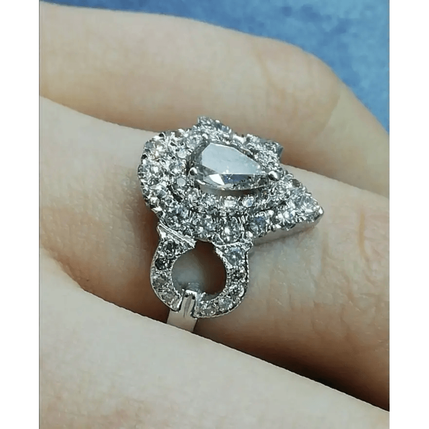 1.55ct Handmade 14kt White Gold Diamond Ring - SMSGEMS 