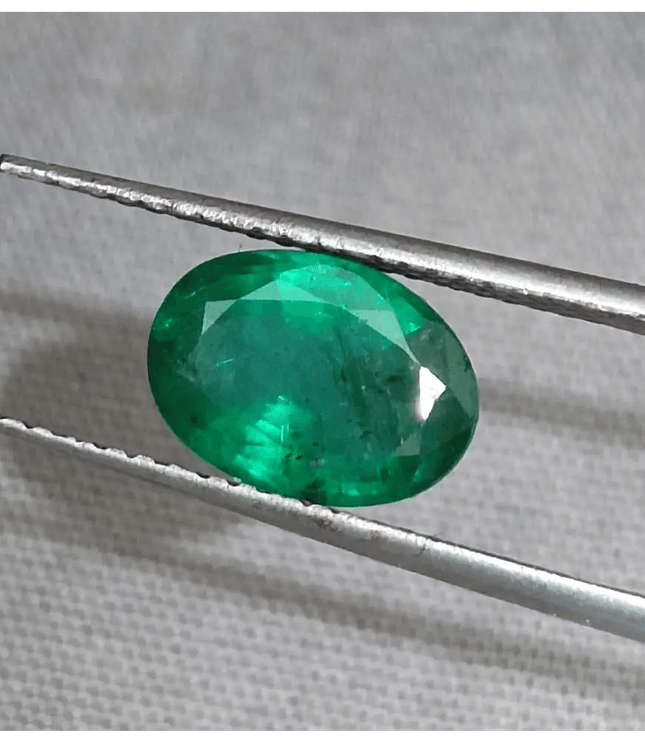 1.64ct Deep Vivid Green Zambian Emerald , Natural Earth Mined Gem. - SMSGEMS 