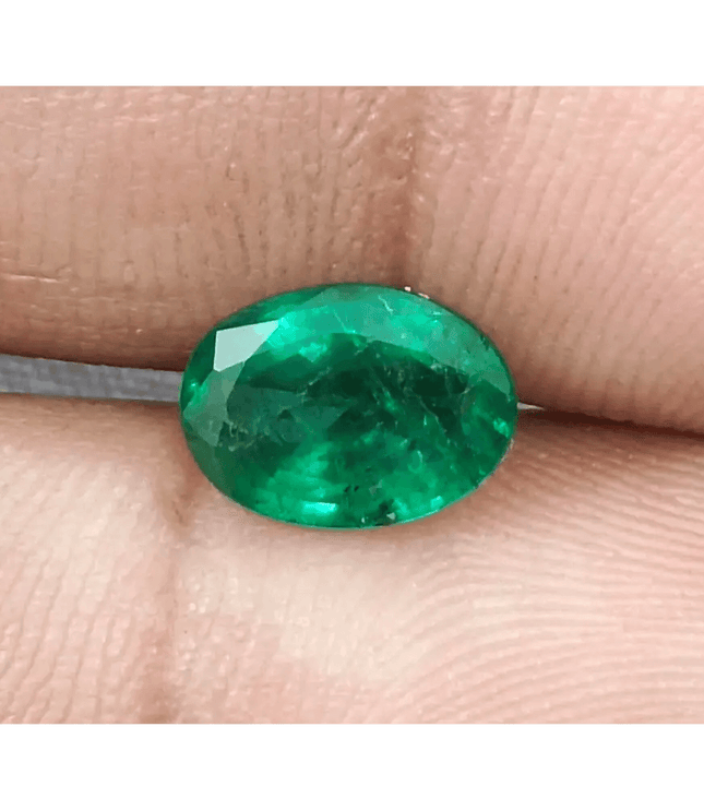 1.64ct Deep Vivid Green Zambian Emerald , Natural Earth Mined Gem. - SMSGEMS 