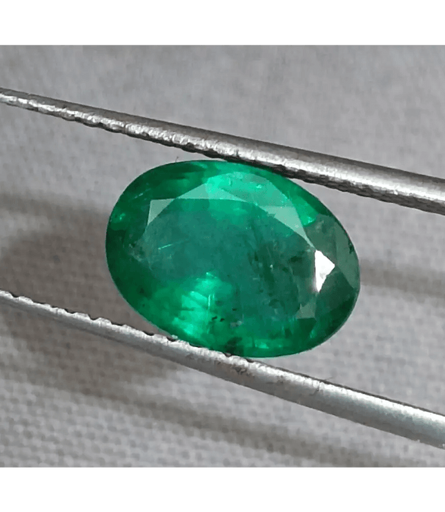 1.64ct Deep Vivid Green Zambian Emerald , Natural Earth Mined Gem. - SMSGEMS 
