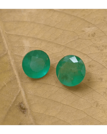 1.68ct / 2pcs Round Emerald , 100% Natural Earth Mined Gem. - SMSGEMS 
