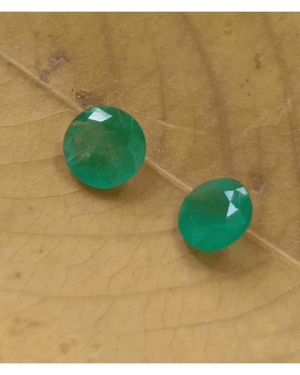 1.68ct / 2pcs Round Emerald , 100% Natural Earth Mined Gem. - SMSGEMS 