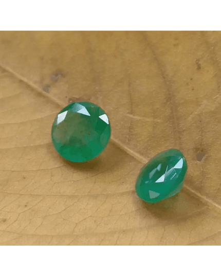 1.68ct / 2pcs Round Emerald , 100% Natural Earth Mined Gem. - SMSGEMS 
