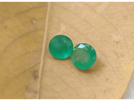 1.68ct / 2pcs Round Emerald , 100% Natural Earth Mined Gem. - SMSGEMS 