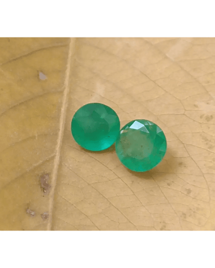 1.68ct / 2pcs Round Emerald , 100% Natural Earth Mined Gem. - SMSGEMS 