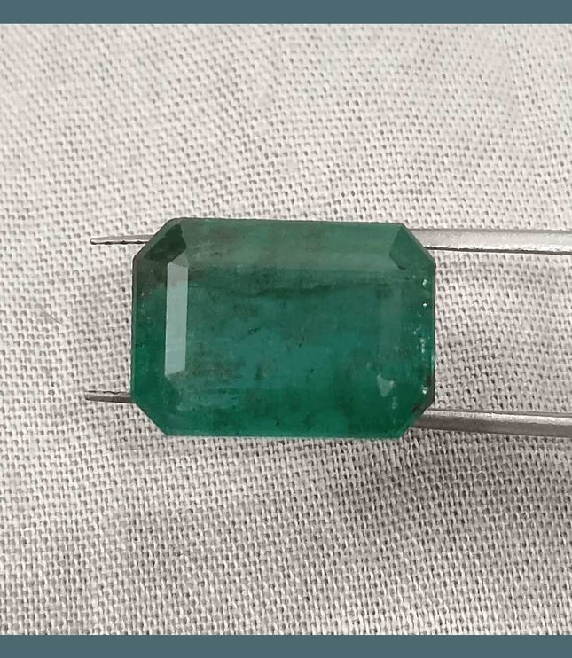 10.92ct Medium Deep Forest Green Emerald, Natural Gemstone - SMSGEMS 