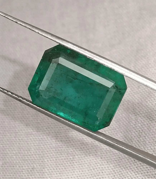 10.92ct Medium Deep Forest Green Emerald, Natural Gemstone - SMSGEMS 