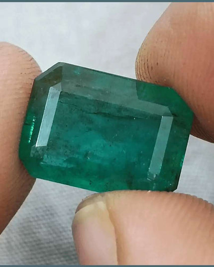 10.92ct Medium Deep Forest Green Emerald, Natural Gemstone - SMSGEMS 