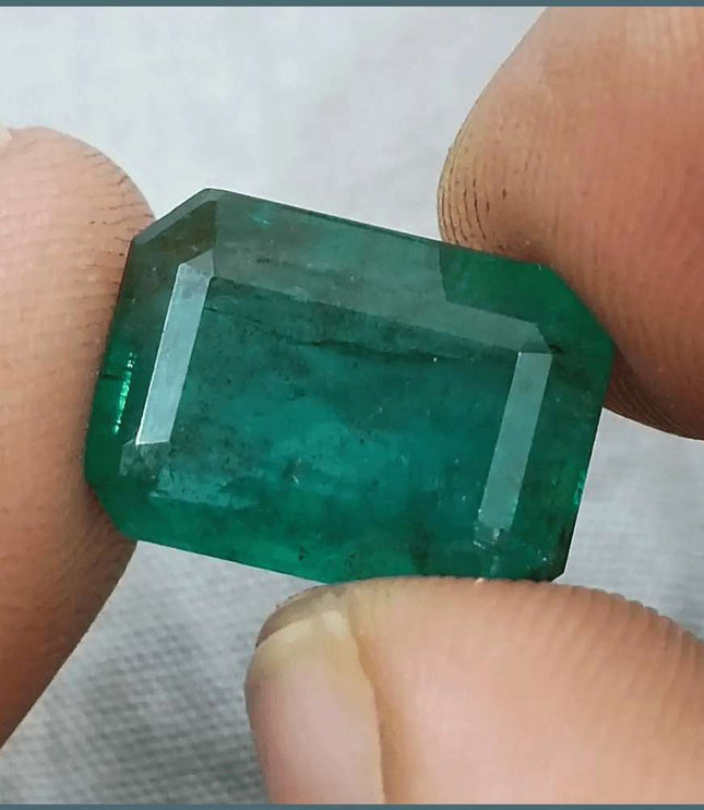 10.92ct Medium Deep Forest Green Emerald, Natural Gemstone - SMSGEMS 