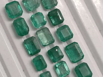 18.89ct/ 20Pcs. Emerald Cut Emerald Lot From Zambia, Natural Earth Mined Gemstone. - SMSGEMS 