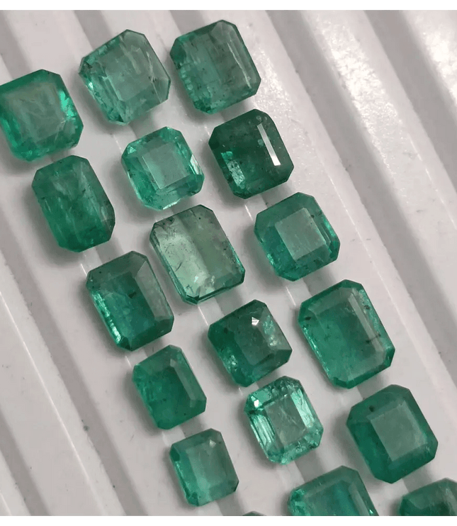 18.89ct/ 20Pcs. Emerald Cut Emerald Lot From Zambia, Natural Earth Mined Gemstone. - SMSGEMS 