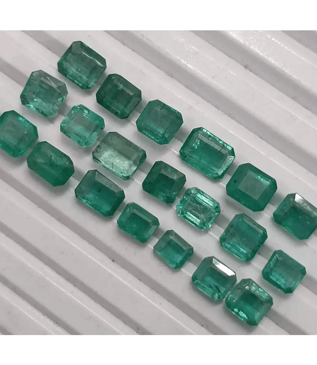 18.89ct/ 20Pcs. Emerald Cut Emerald Lot From Zambia, Natural Earth Mined Gemstone. - SMSGEMS 
