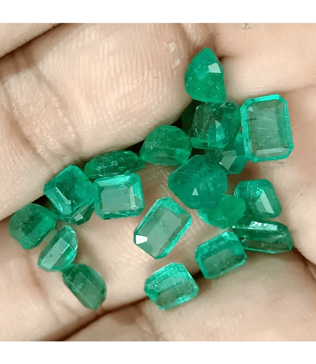 18.89ct/ 20Pcs. Emerald Cut Emerald Lot From Zambia, Natural Earth Mined Gemstone. - SMSGEMS 