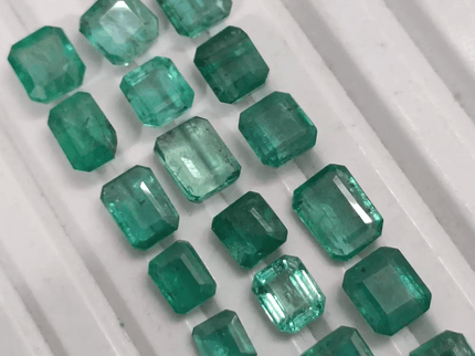 18.89ct/ 20Pcs. Emerald Cut Emerald Lot From Zambia, Natural Earth Mined Gemstone. - SMSGEMS 