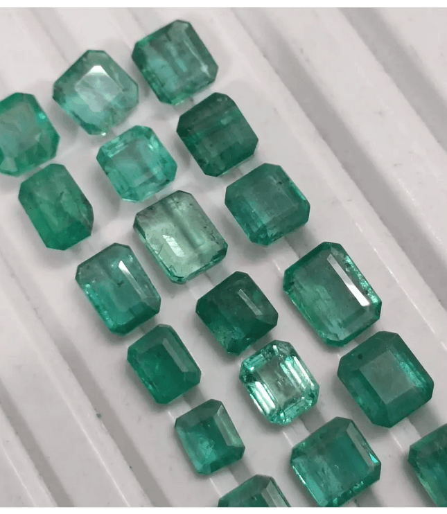 18.89ct/ 20Pcs. Emerald Cut Emerald Lot From Zambia, Natural Earth Mined Gemstone. - SMSGEMS 
