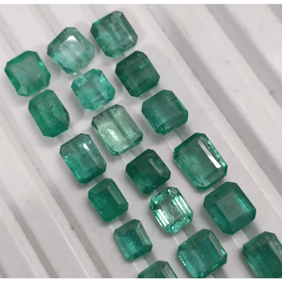 18.89ct/ 20Pcs. Emerald Cut Emerald Lot From Zambia, Natural Earth Mined Gemstone. - SMSGEMS 