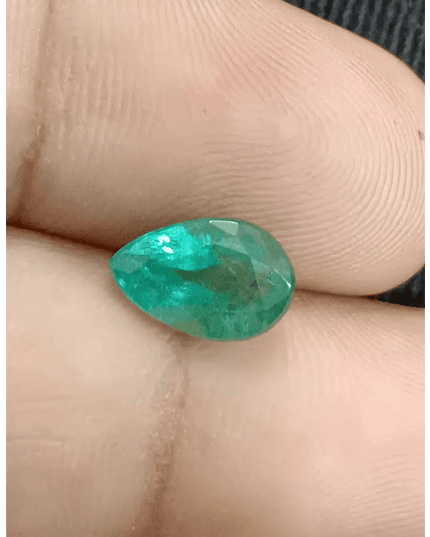 2.20ct Bluish Golden Green Zambian Emerald , Natural Earth Mined Gemstone - SMSGEMS 