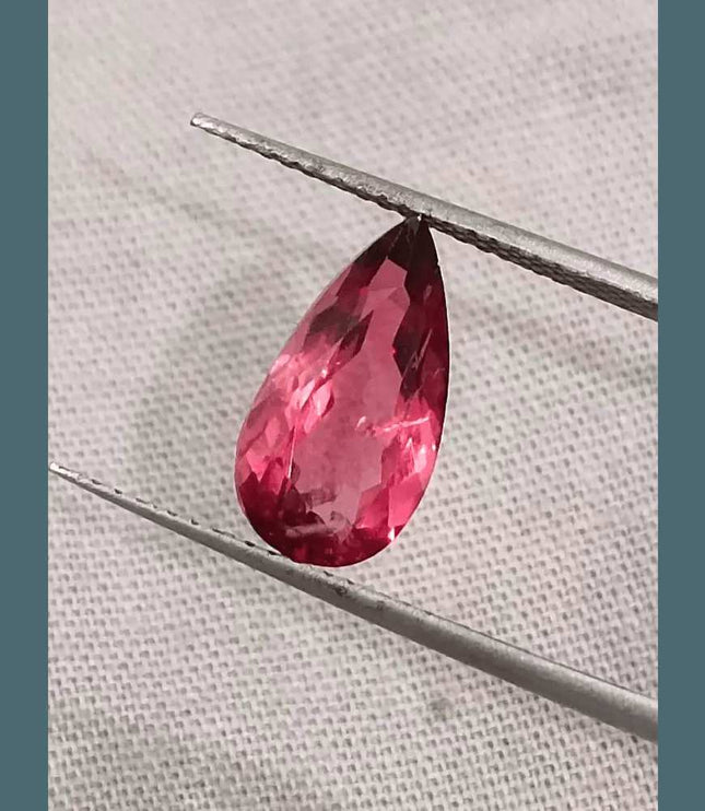 2.21ct Rubellite Tourmaline Pear Cut Pakistan certified by GSI - SMSGEMS 