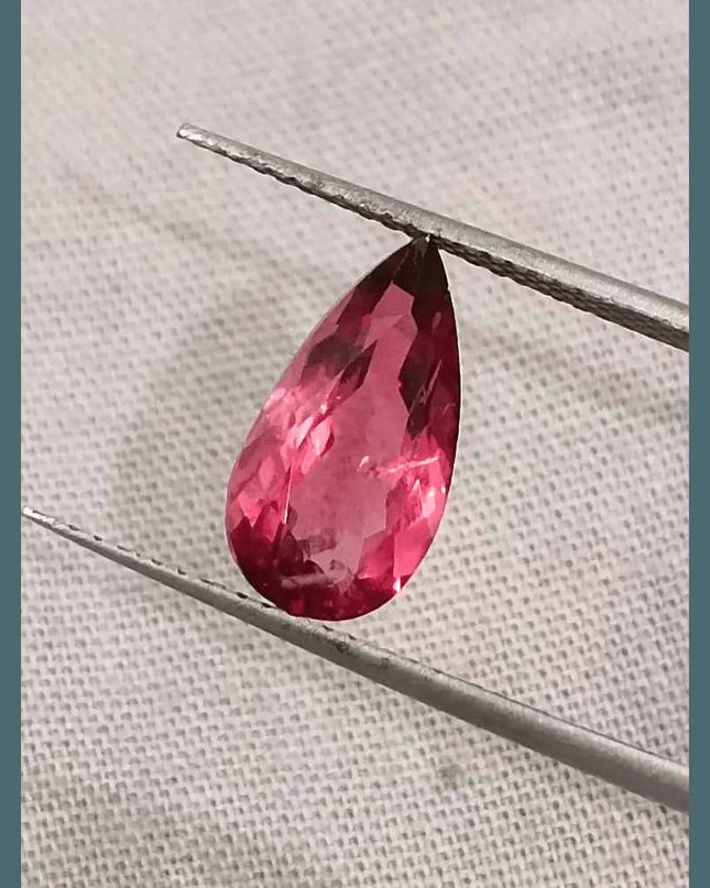 2.21ct Rubellite Tourmaline Pear Cut Pakistan certified by GSI - SMSGEMS 