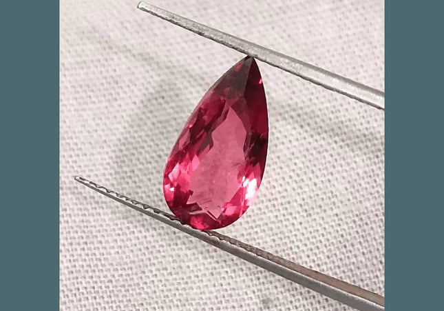 2.21ct Rubellite Tourmaline Pear Cut Pakistan certified by GSI - SMSGEMS 